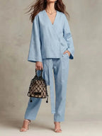 Relaxed Fit Linen Long Sleeve Set