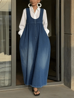 Women's Sleeveless Casual Loose Denim Vest Dress