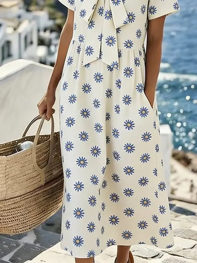 Women's Casual V-neck Printed Loose Dress
