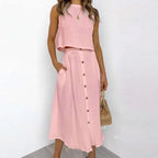 Cotton And Linen Two-Piece Dress Set