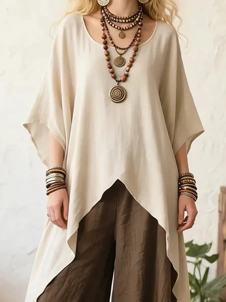 Women's Ethnic Comfortable Loose Top + Pants Cotton Linen Two-piece Set