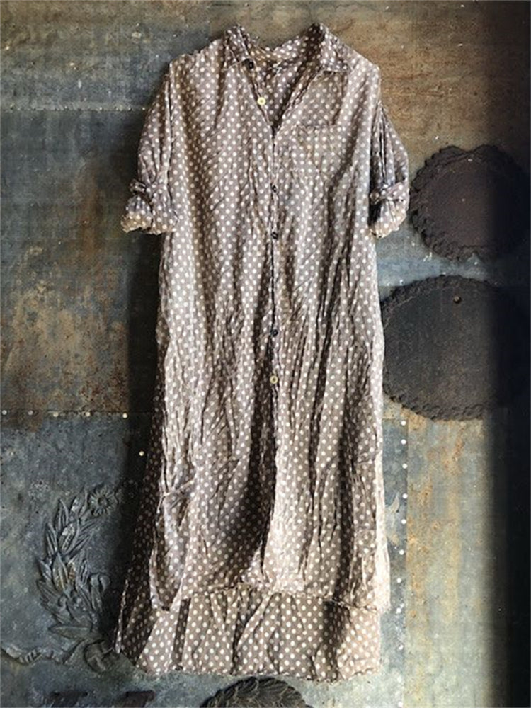 Classic Polka Dots Maxi Shirt Dress