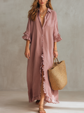 Women's Ruffled Casual Long-sleeved Dress