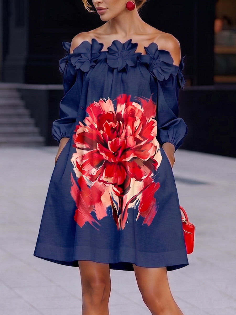Stylish Blooming Floral A-line Mini Dress