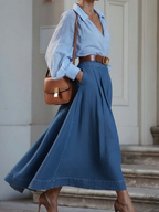 Elegant Stylish Irregular Hem Denim Skirt