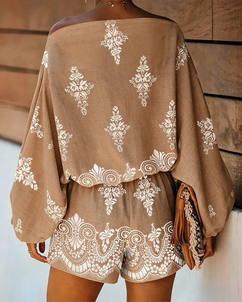 Loose-fit Casual Polka-dot Print Linen And Cotton Shirt And Pants Two-piece Set