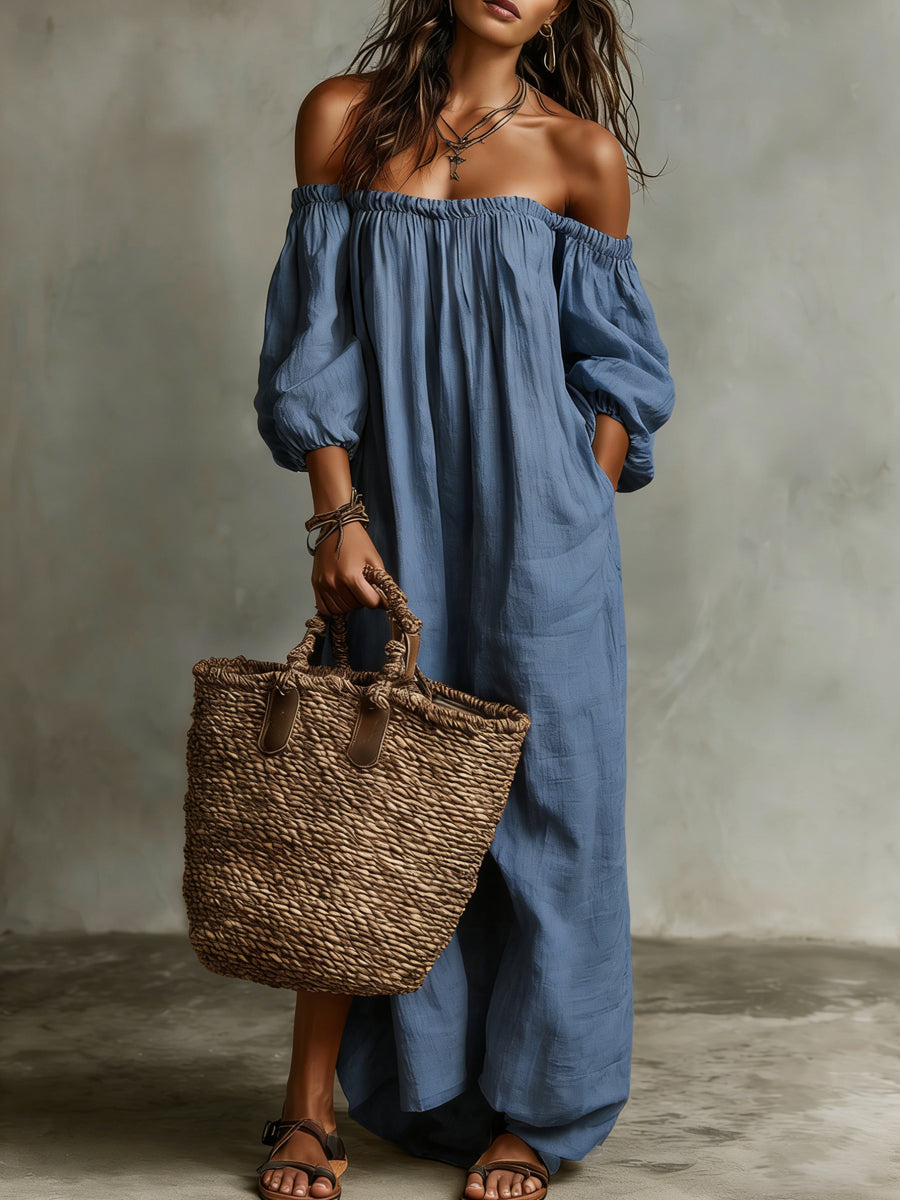 Women's Minimalist Casual Off-shoulder Dress