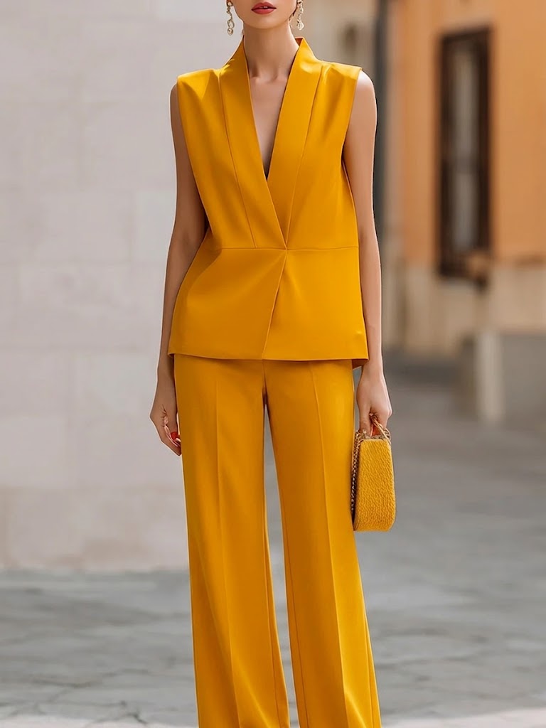 Women's Minimalist Sleeveless Suit Set