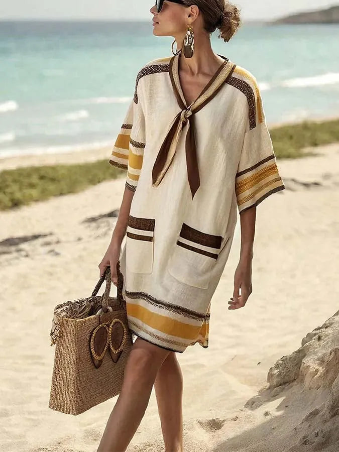 Women'S Loose Striped Print Dress