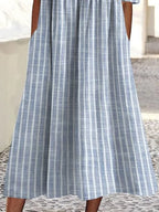 Women's Casual Striped Round Neck Short Sleeve Dress
