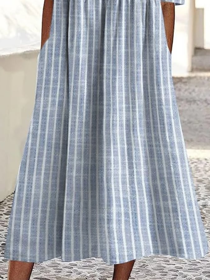 Women's Casual Striped Round Neck Short Sleeve Dress