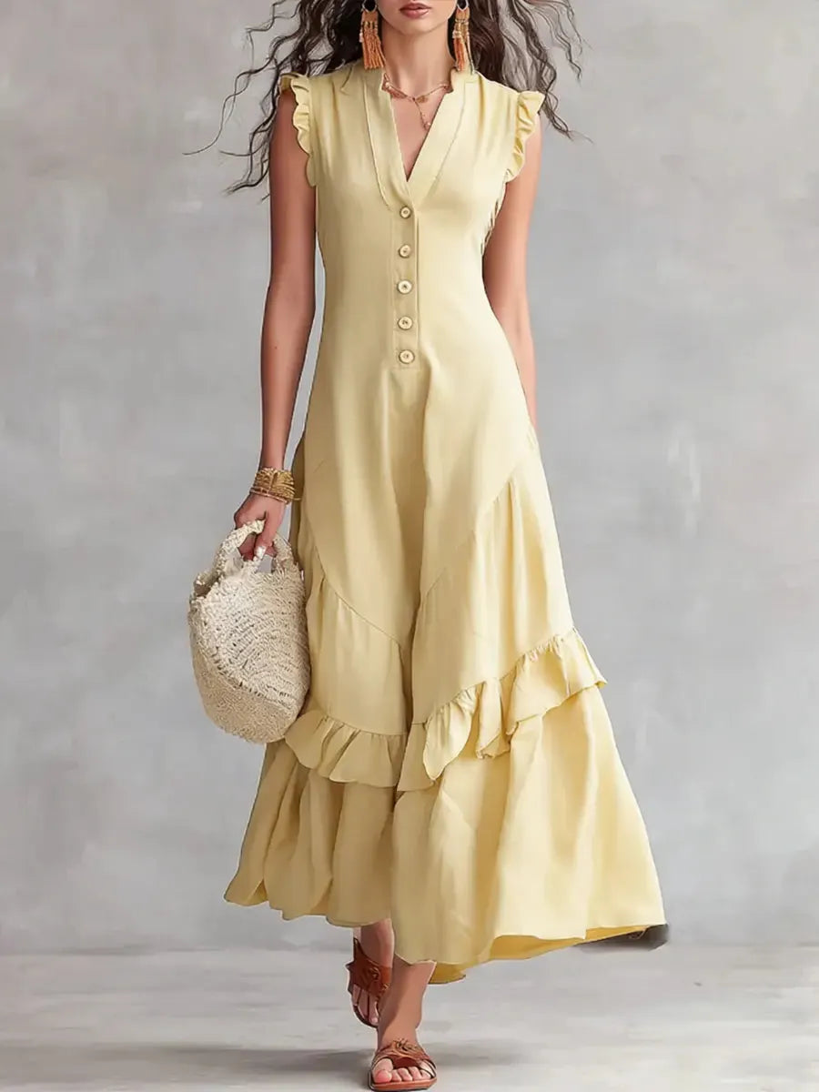 Women's Minimalist Lace Cotton And Linen Dress