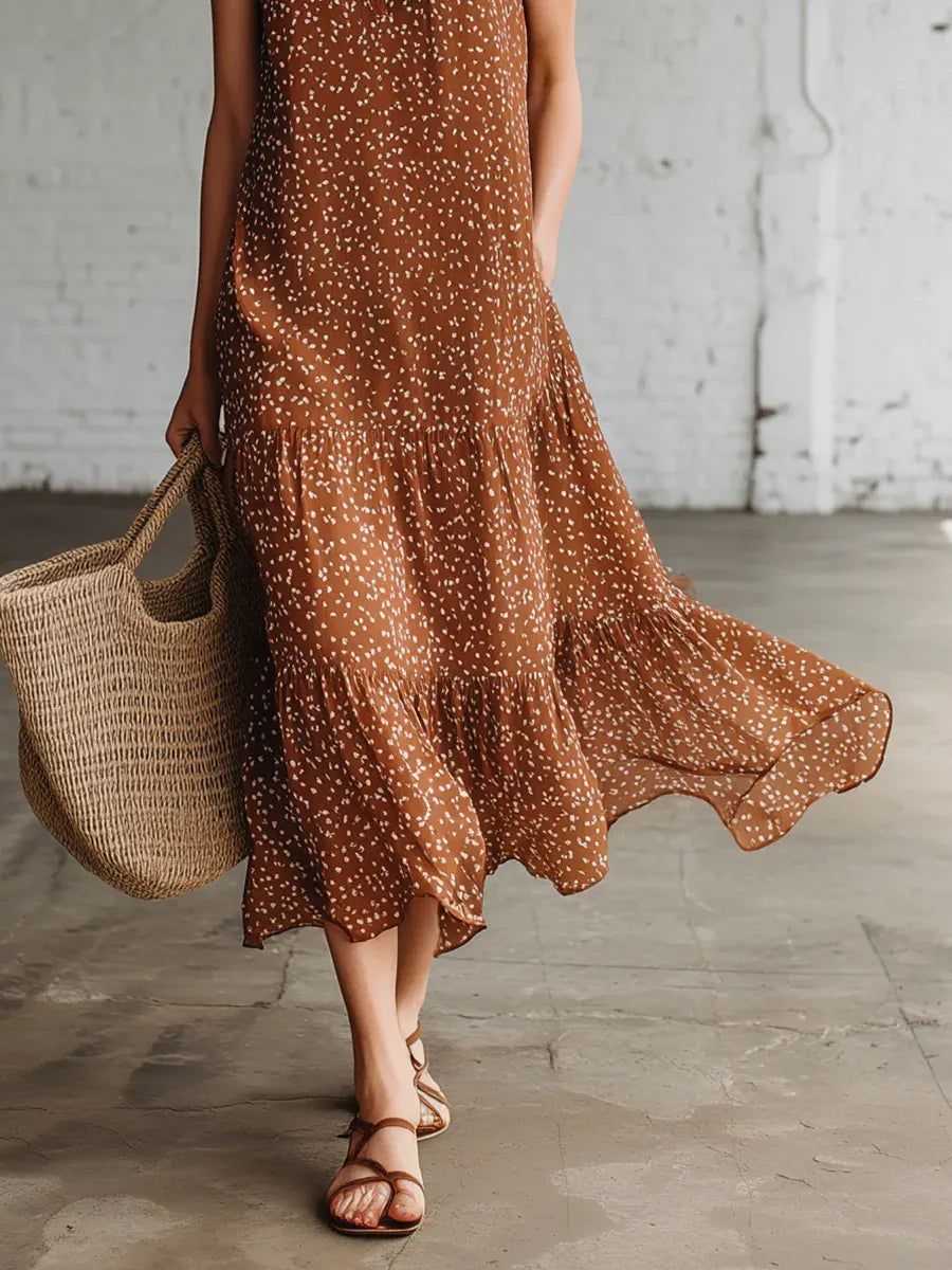 Retro-style Polka Dot Ruffled Hem Dress