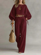 Women's Casual Minimalist Cotton And Linen Set