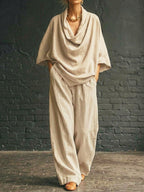 Women's Art Comfortable Casual Stylish Top And Pants Cotton Linen Two-piece Set