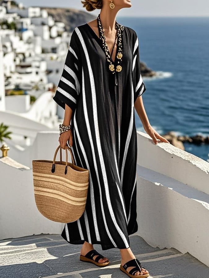 Women'S Contrast Striped Dress