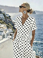 Women's Casual V-neck Polka Dot Print Vacation Dress