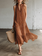 Retro-style Polka Dot Ruffled Hem Dress