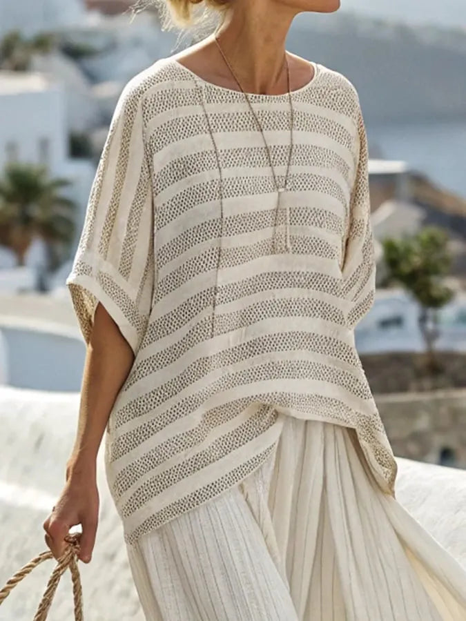 Women'S Loose Striped Holiday Skirt Set