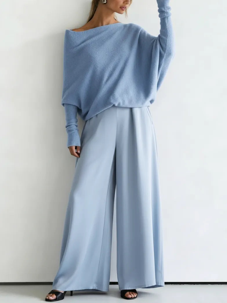Minimalist Cozy Irregular Sweater And Jumpsuit Set