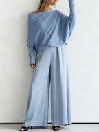 Minimalist Cozy Irregular Sweater And Jumpsuit Set