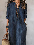 Women's Retro Striped Casual Maxi Dress