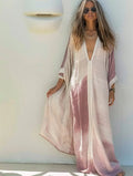 Linen Boho Stylish Printed Kaftan Maxi Dress