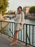 Boho Vintage Print Shirt & Shorts Two-piece Set