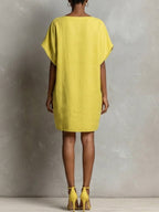 Women's Casual Loose-fit Round-neck Short-sleeve Cotton-linen Dress