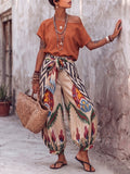 Boho Off-shoulder Top And Ikat Wrap Harem Pants Two-piece Set