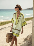 Cotton and Linen Women's V-neck Short Skirt