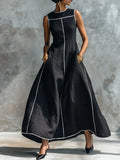 Women's Round-neck Sleeveless Loose-fit Casual Cotton-linen Dress