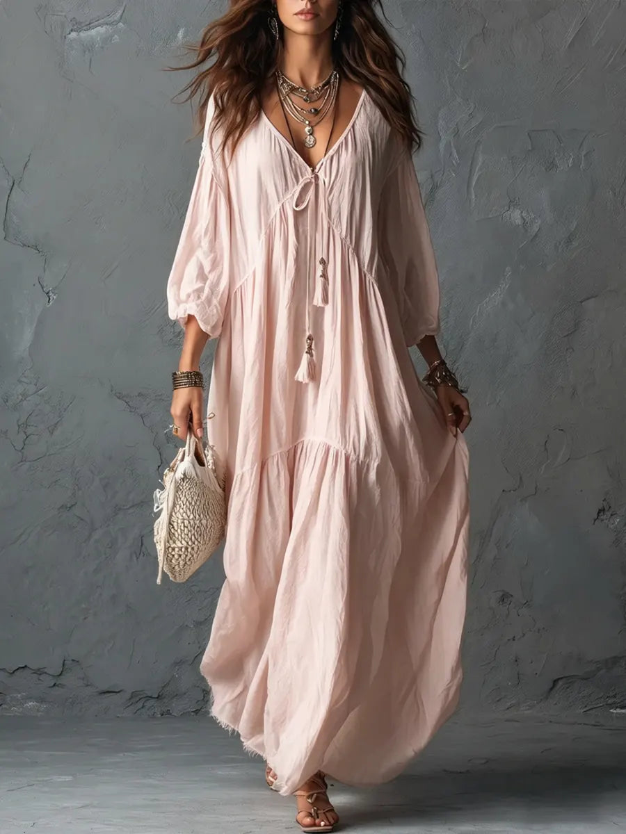 Women's Loose Bohemian Style Cotton Linen Long Dress