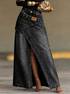 Women's High-waisted Loose-fit Casual Denim Skirt