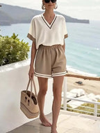 Women'S Loose Striped Holiday Shorts Set