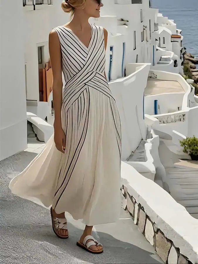 Women'S Loose Striped Print Dress