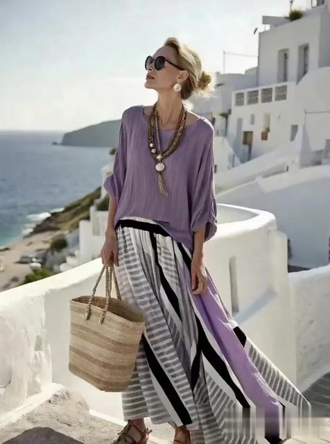 Women's Loose Striped Skirt Suit