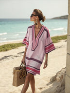 Cotton and Linen Women's V-neck Short Skirt