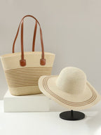 Holiday Straw Woven Bag + Woven Hat Set