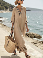 Women'S Loose Striped Print Dress