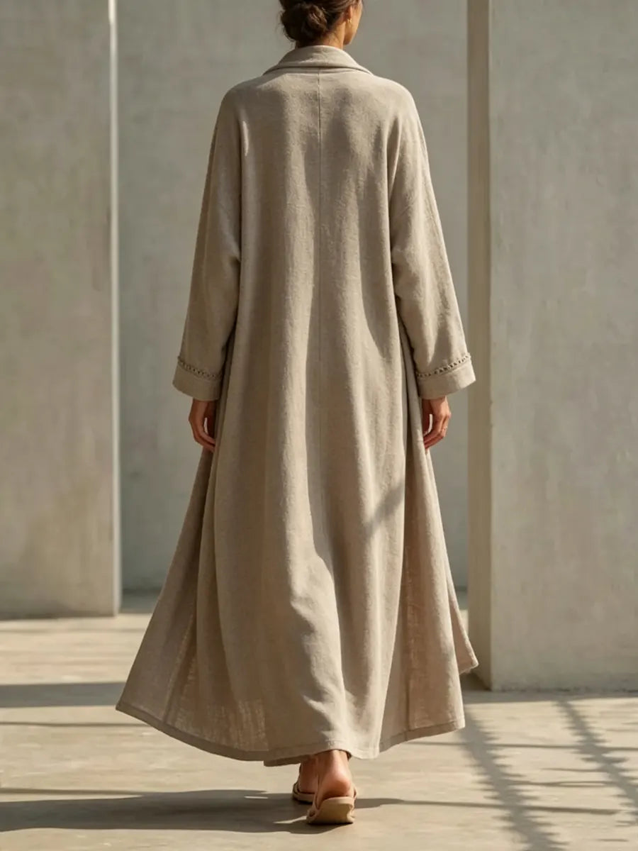 Women's Simple Robe With V-neck Dress Set