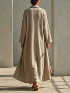 Women's Simple Robe With V-neck Dress Set